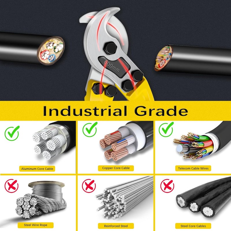 AUPREX 24 Inch Heavy Duty Cable Cutter, Carbon Steel Wire Rope Cutter for Aluminum and Copper Wire Rope, Multi-Functional Labor Saving Long Arm Wire Cutter Pliers with Ergonomic Design - Image 5